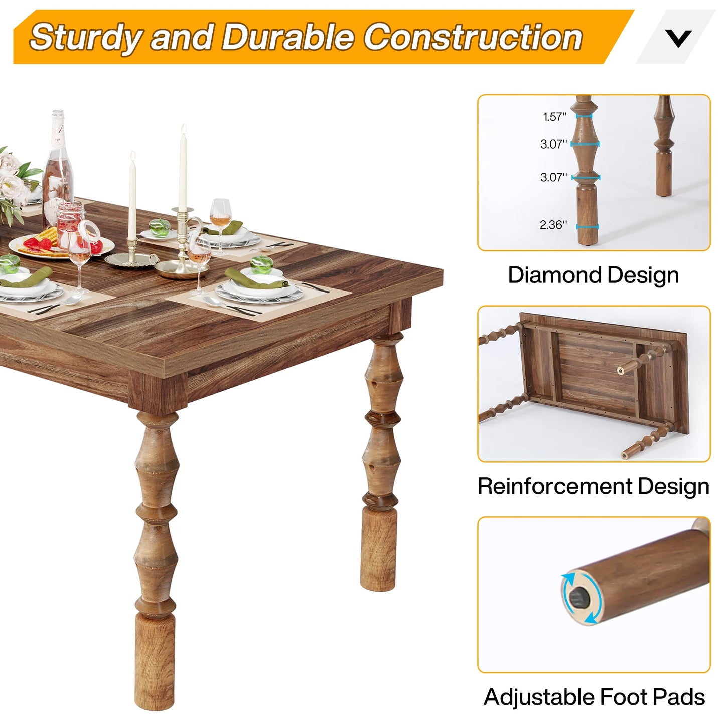 Wood  Table for 4-6 People