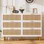 Natural Hand-Woven Rattan & Wood Dresser With Deep Drawers