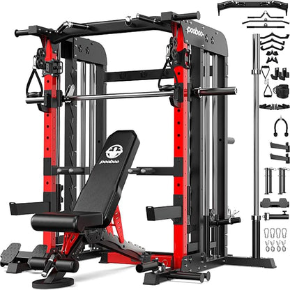 Power Cage Smith Machine with 2000LB Squat Rack Cable System