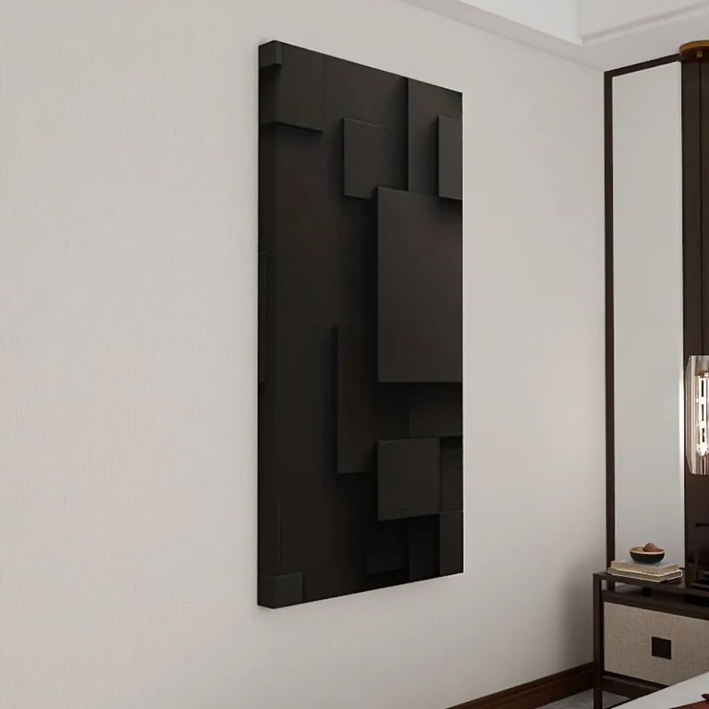 solid wood black abstract geometric mural canvas