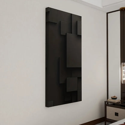 solid wood black abstract geometric mural canvas