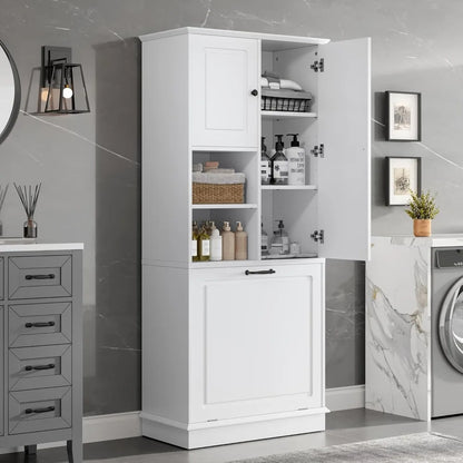 Laundry Hamper Cabinet with Adjustable Shelf