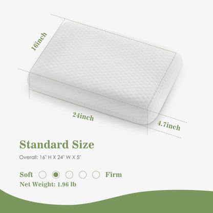 Memory Foam Pillows Standard Size, Ventilated Cooling, & Removable Washable Cover