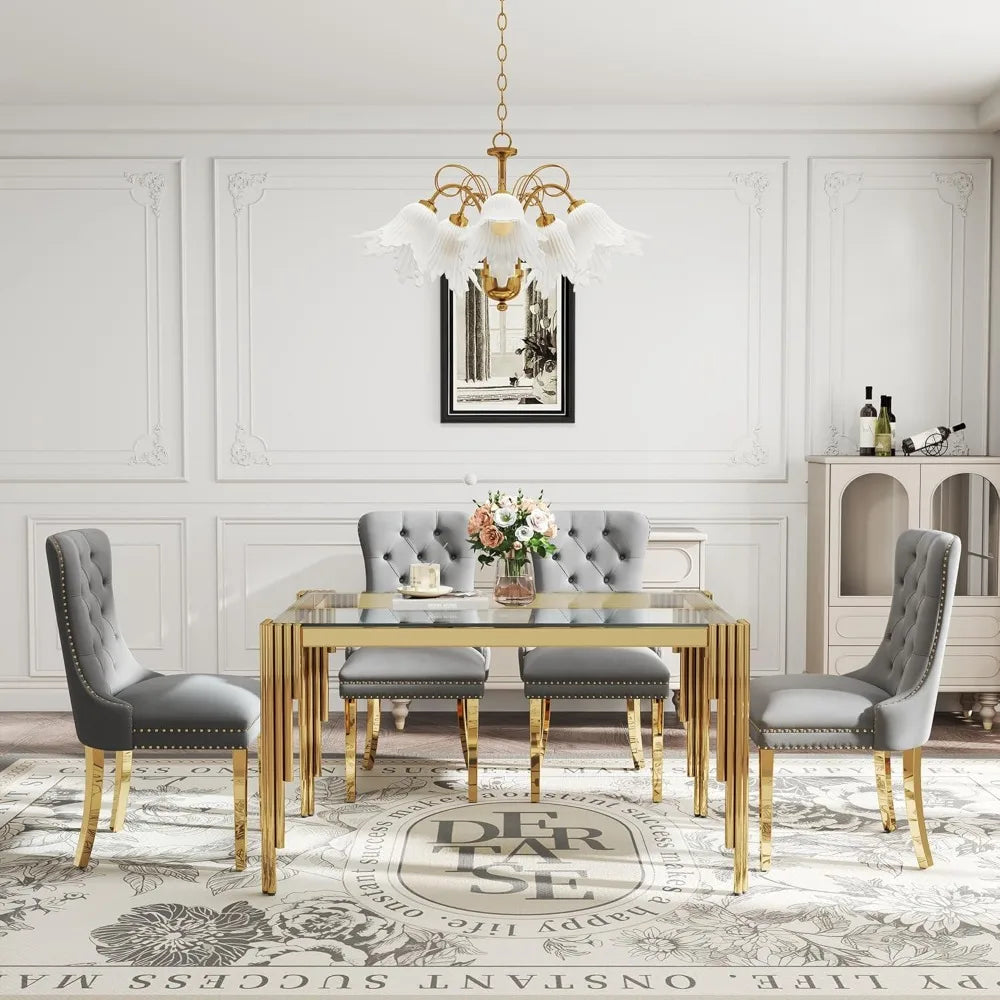 Glass Dining Table Set for 4