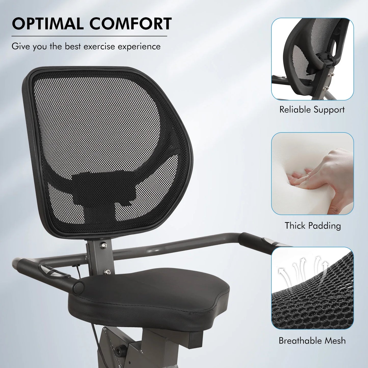 Recumbent Stationary Exercise Bike Large Comfortable Seat Heart Rate Handle