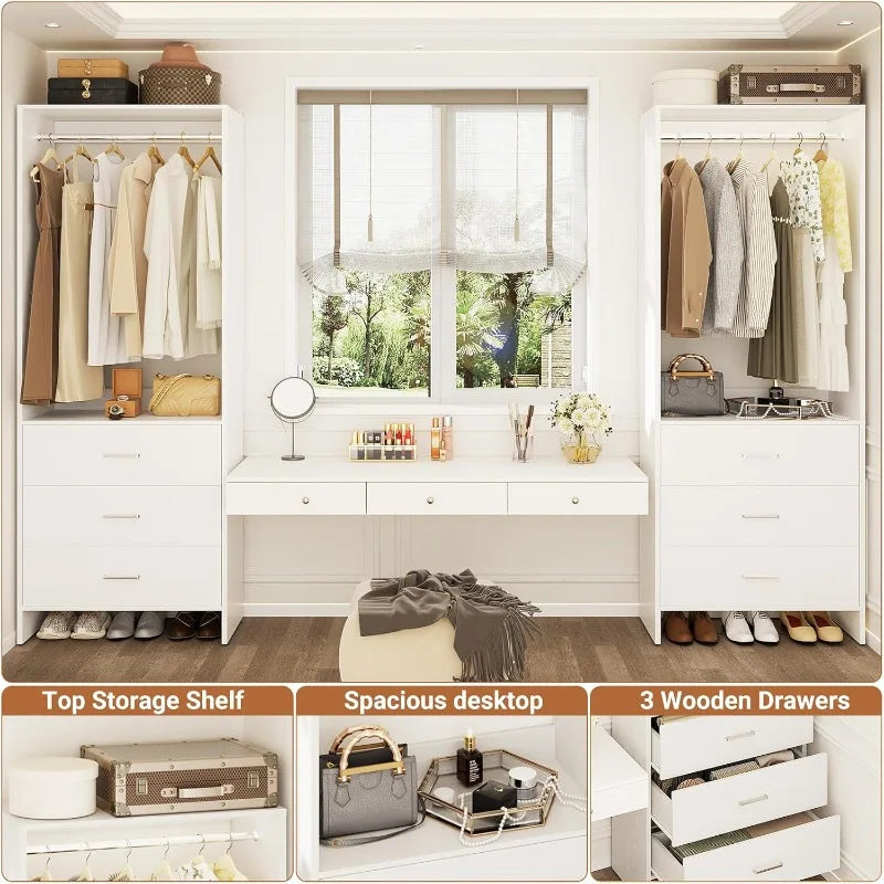 Wood Closet System Walk-in Closet Organizer Wardrobe Storage