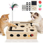 Cat Nail File Enrichment Box, Interactive Scratch Puzzle Maze Toy W/ Cat Wand & Bell Balls