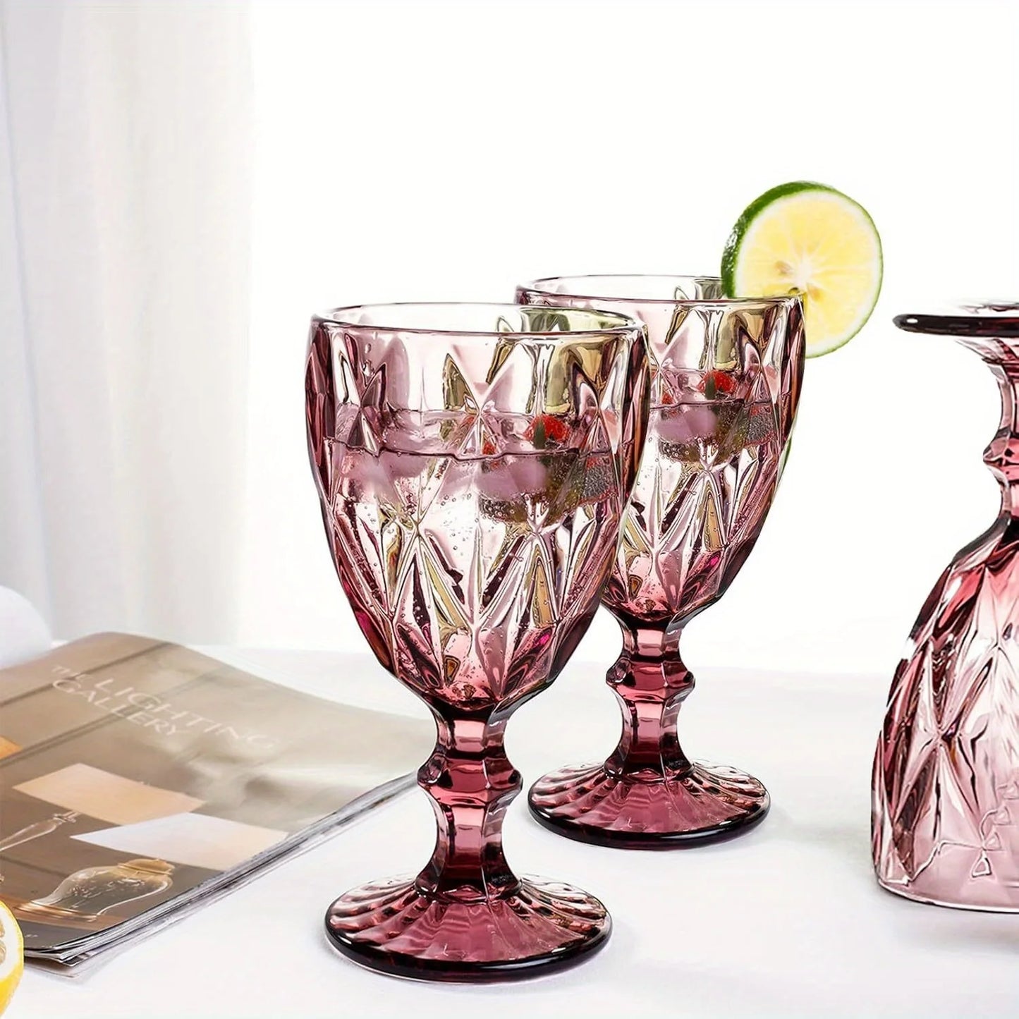Wine Glasses Set of 12, Unique Pattern High Clear Stemmed Glassware