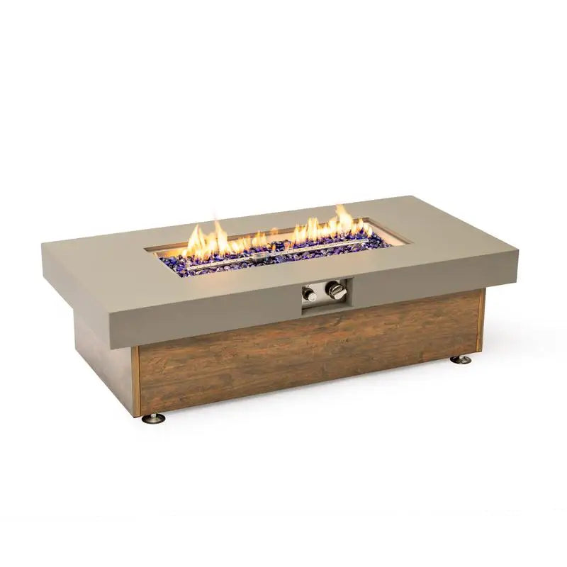 48" Iron Fire Pit Table with Wood Finish