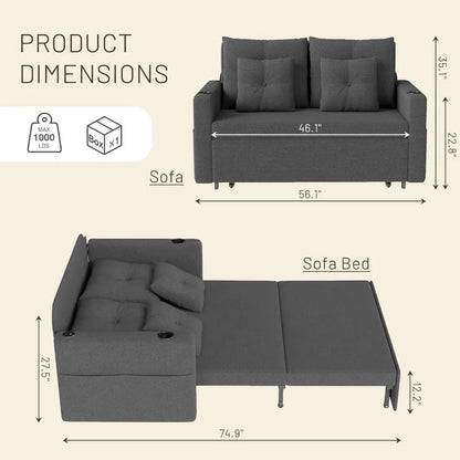 Sleeper Sofa Loveseat, Pull Out Couch with Cup Holder & USB Function