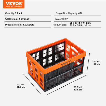 Storage Basket Folding Bins with Handles