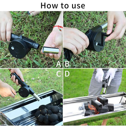 Hand-cranked Air Blower for BBQ Coals