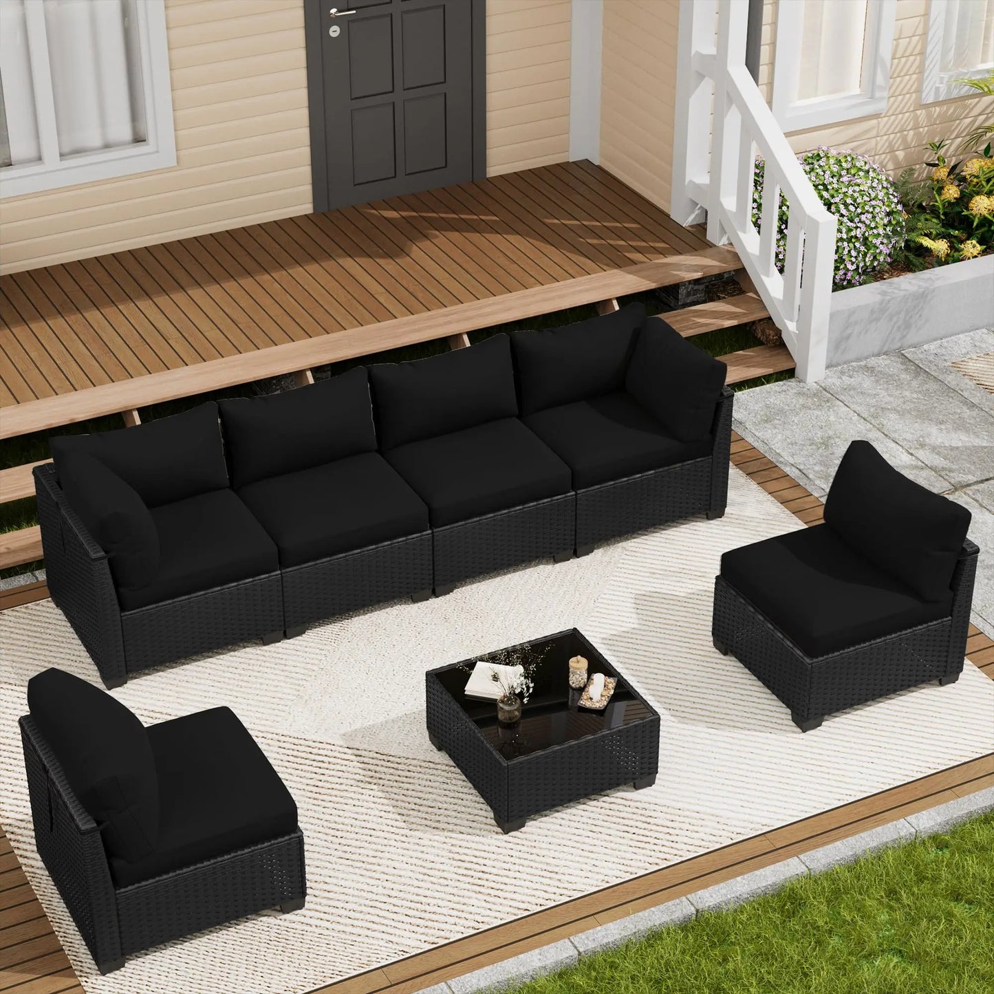 Outdoor Patio Furniture Set, Sectional Sofa, Wicker Rattan Patio Furniture