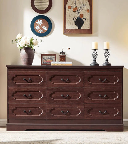 Cherry Wood Chest of Drawers, Rustic Wide Drawers