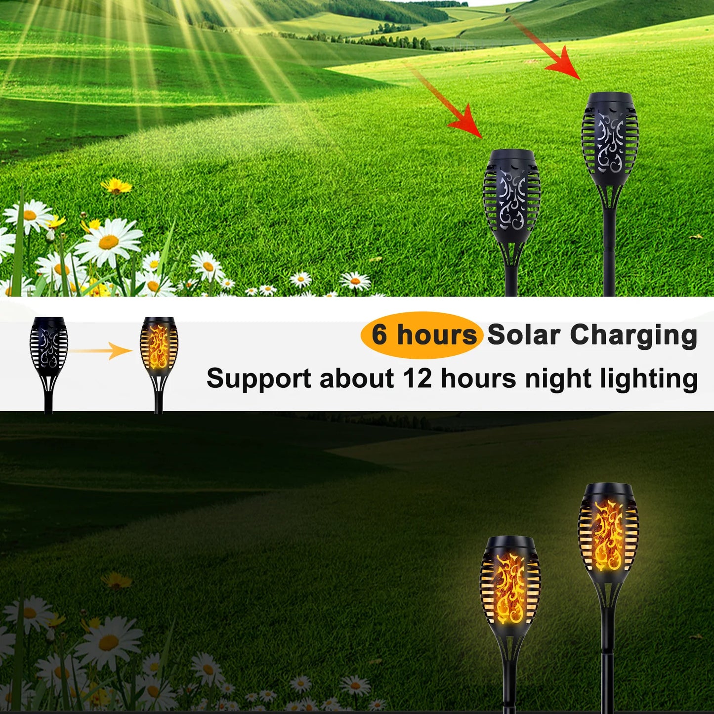 Solar Flame Torch Light LED Flickering Outdoor Night Lamp
