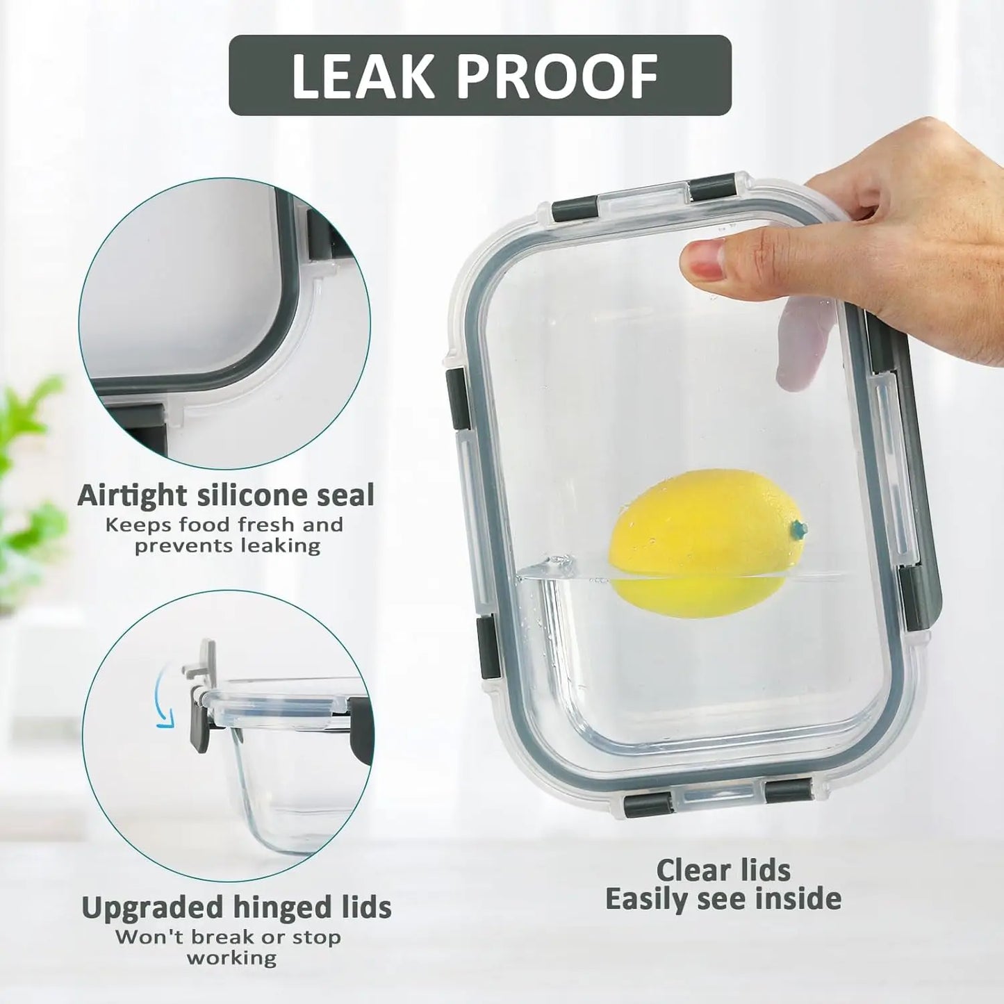 10-Pack Glass Meal Prep Containers with Lids, Airtight, Microwave, Oven, Freezer & Dishwasher safe
