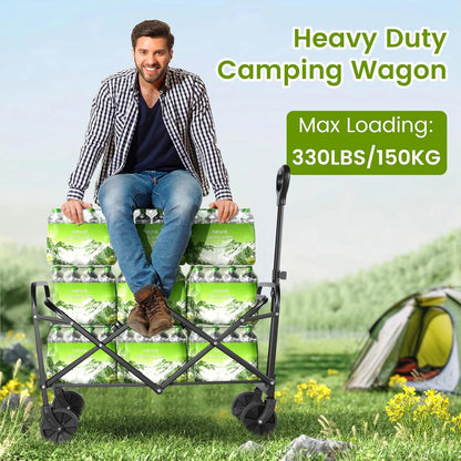 Portable Wagons for Groceries, with All-Terrain Wheels  Drink Holders