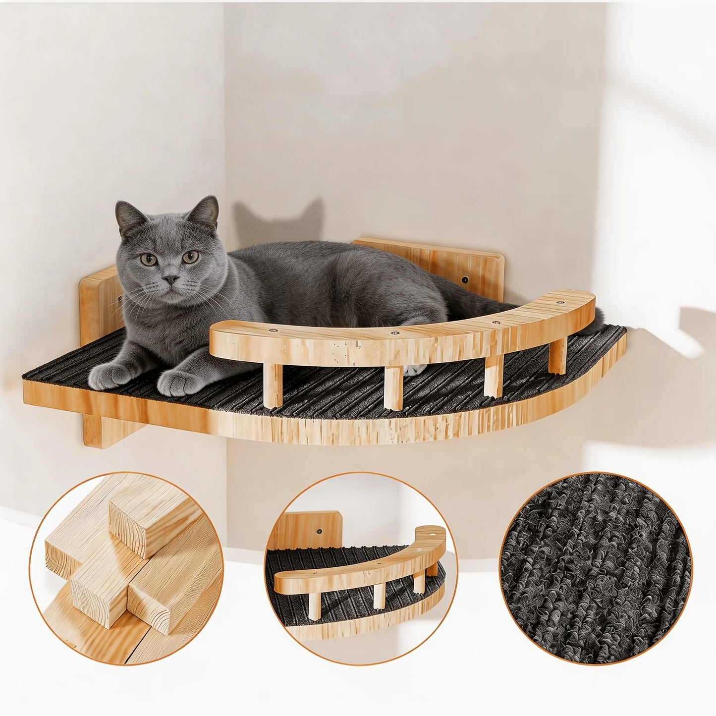Cat Wall Shelves with Climbing Ladders & Multi-Level Cat Bed Hammock
