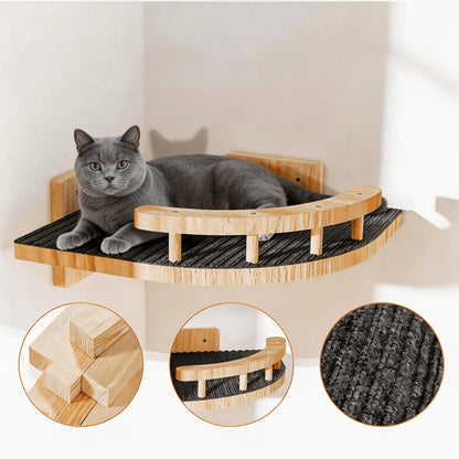 Cat Wall Shelves with Climbing Ladders & Multi-Level Cat Bed Hammock
