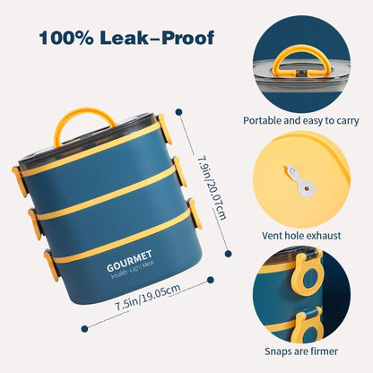 Bento box lunch box, stackable, leak-proof, portable, microwave safe