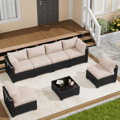 Outdoor Patio Furniture Set, Sectional Sofa, Wicker Rattan Patio Furniture