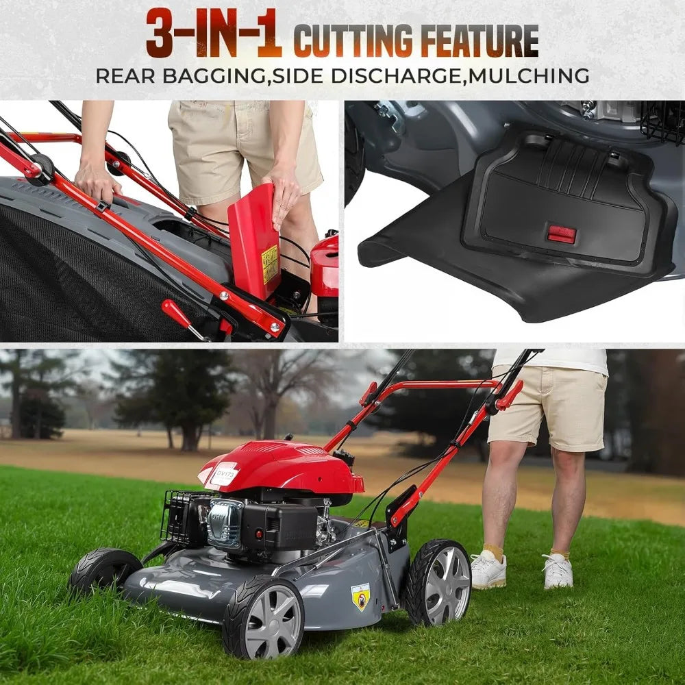 Self-Propelled Gas Lawn Mower Bag Mulch Rear Discharge