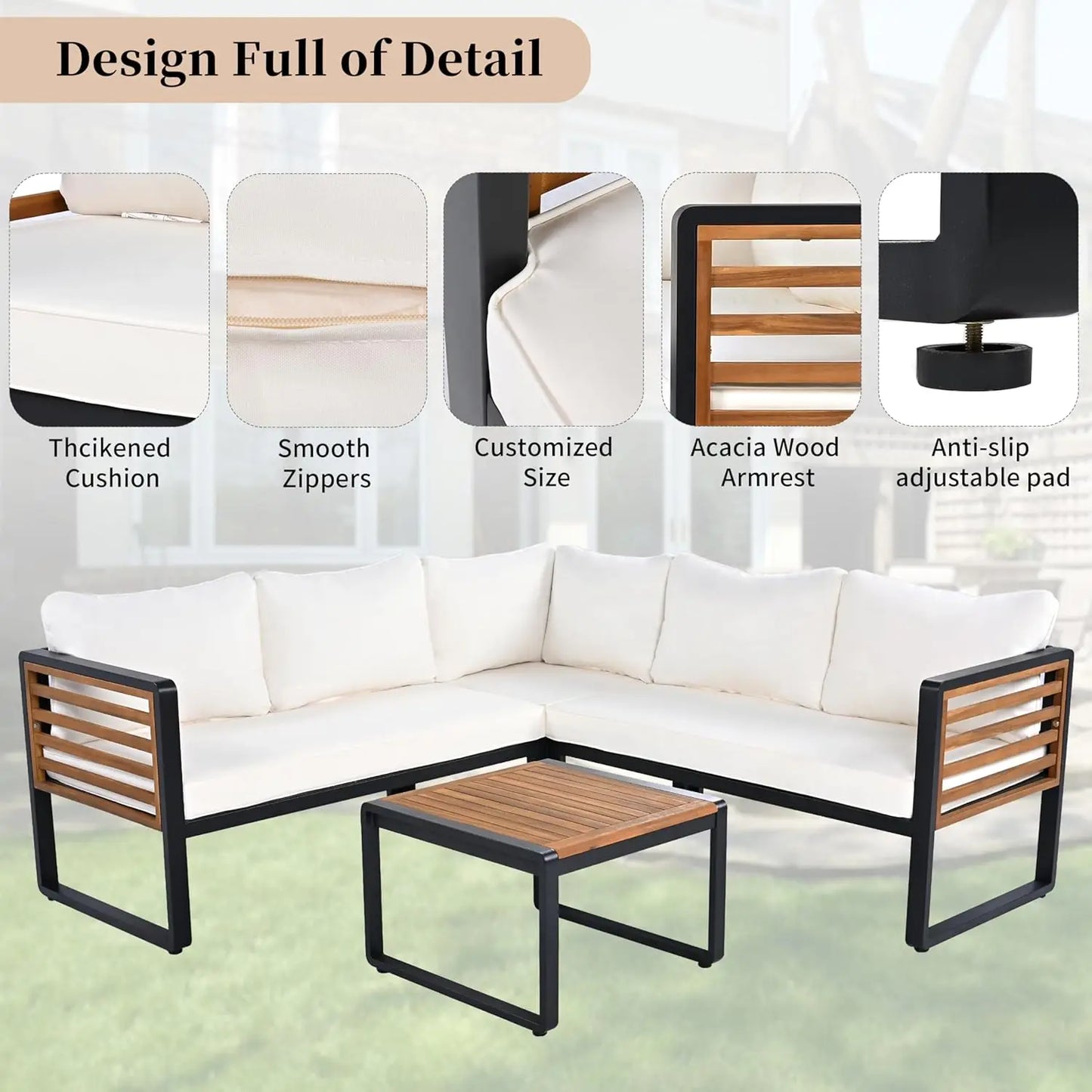 Outdoor Sofa Set with Coffee Table,