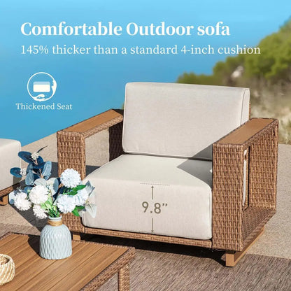 Outdoor Sectional Sofa with UltraThick Cushions, Rattan Wicker