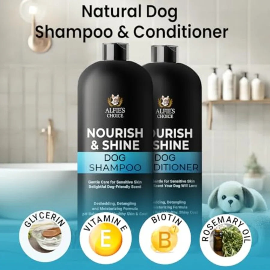 Dog Shampoo and Conditioner, Lavender and Rosemary for Itchy, Dry and Sensitive Skin Detangling an