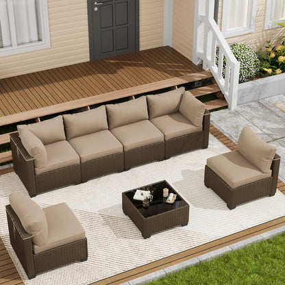 Outdoor Patio Furniture Set, Sectional Sofa, Wicker Rattan Patio Furniture