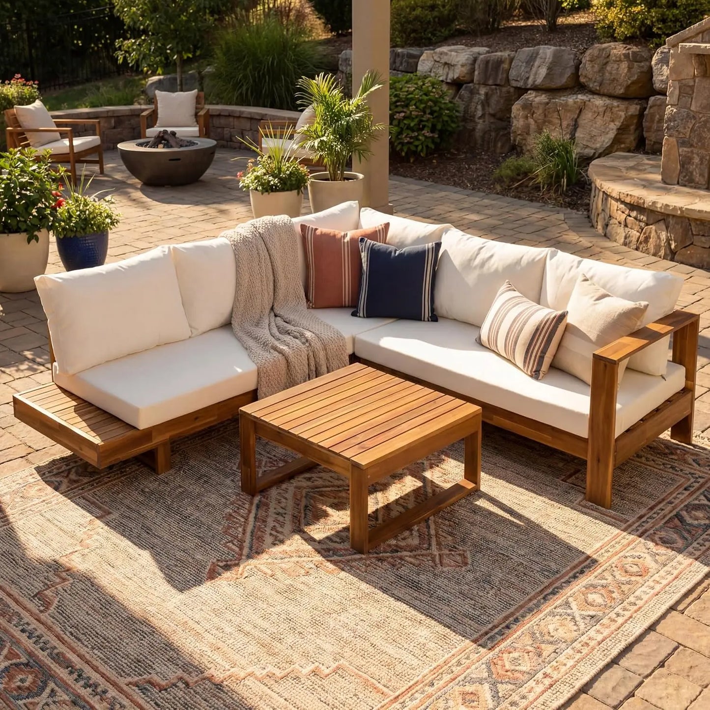 Outdoor Sofa Set with Coffee Table,
