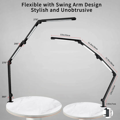 Desk Lamp with Clamp Flexible 4 sections Swing Arm
