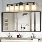 Bathroom Mirror Light, Frosted White Glass Lampshades with Black Iron Frame