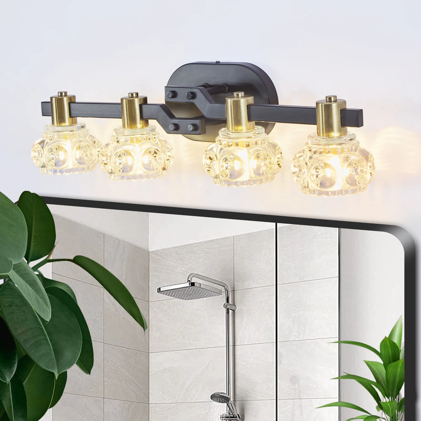 4-Light Wall Sconce with Clear Crystal Shades(No Bulbs)