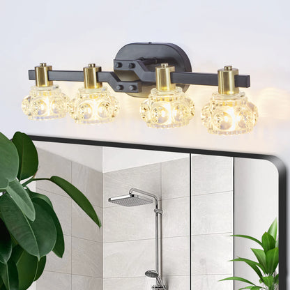4-Light Wall Sconce with Clear Crystal Shades(No Bulbs)