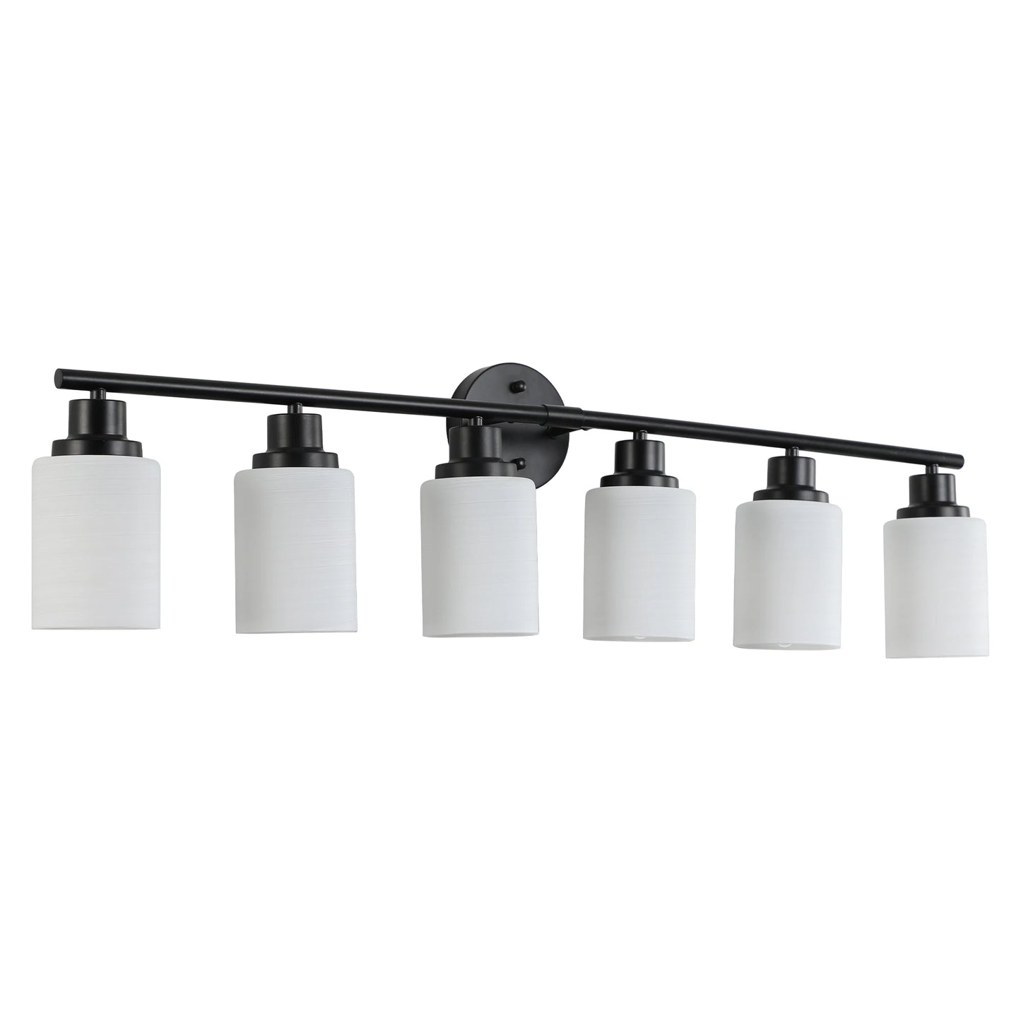 Bathroom Mirror Light, Frosted White Glass Lampshades with Black Iron Frame