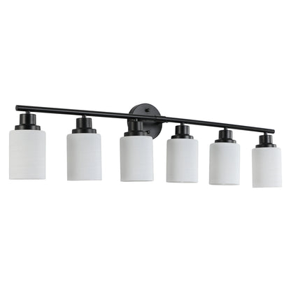 Bathroom Mirror Light, Frosted White Glass Lampshades with Black Iron Frame