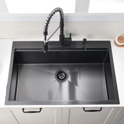 33-Inch Kitchen Sink with Cutting Board and Strainer, Stainless Steel