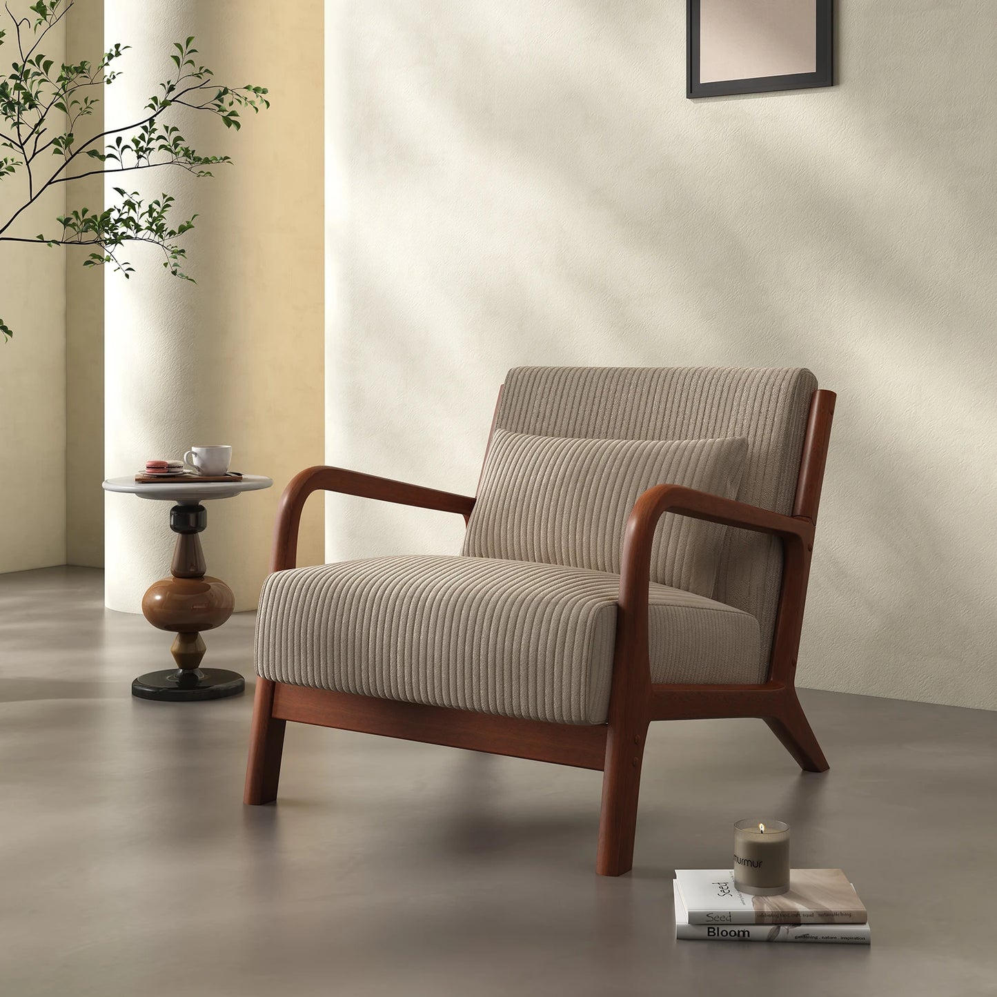 Accent Chair, with Solid Wood Frame
