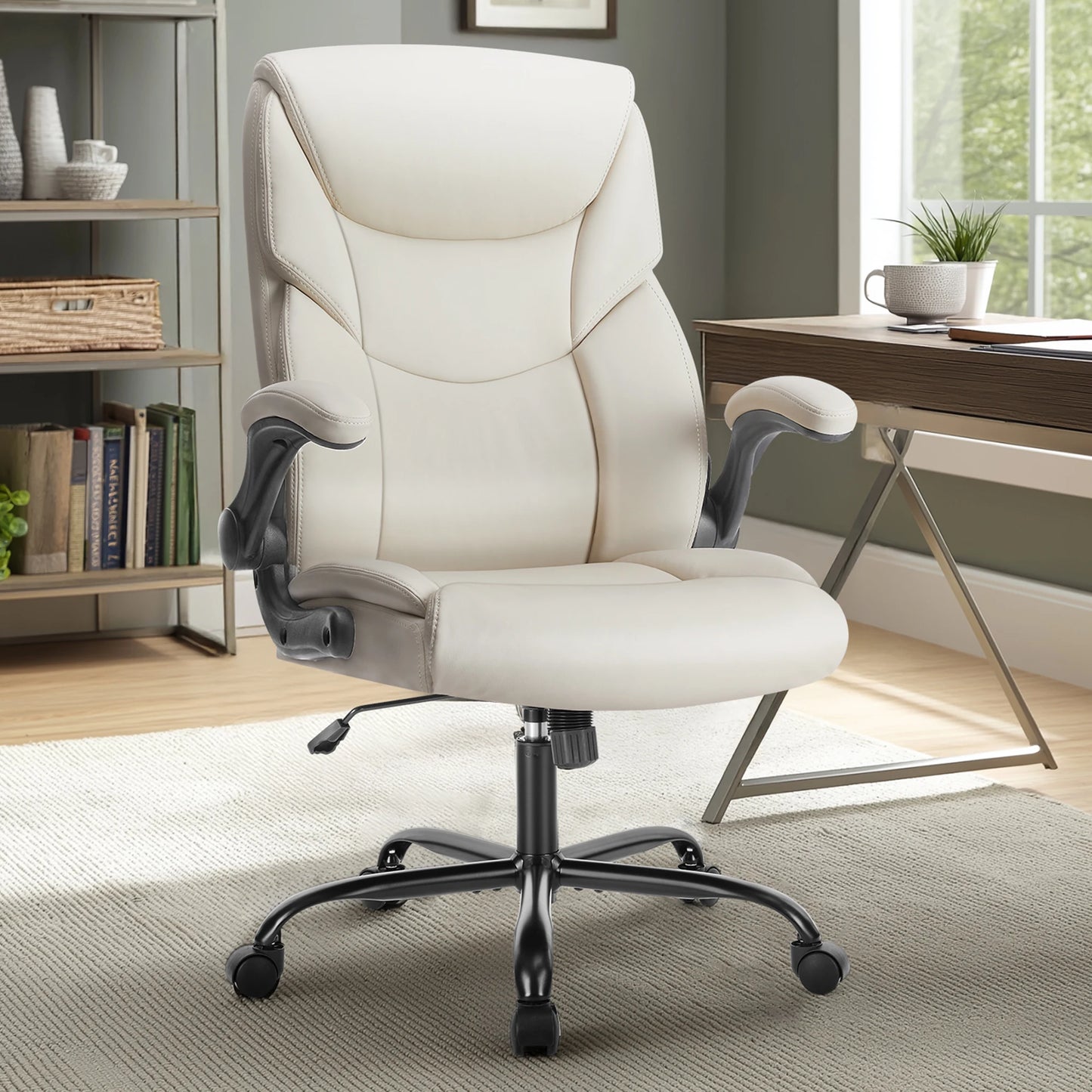 Office Chair with Flip-up Arms, Leather