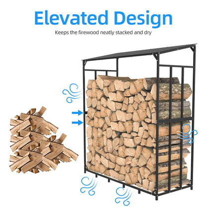 70" Outdoor Metal Firewood Rack