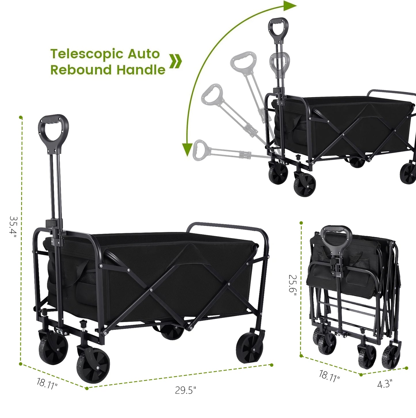 Portable Wagons for Groceries, with All-Terrain Wheels  Drink Holders
