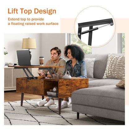 Lift Top Coffee Table  Wood Adjustable Storage Shelf Easy Lift Or Lower
