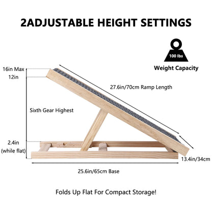 Dog Ramp with Adjustable Height, Anti-Skid and Wear-Resistant
