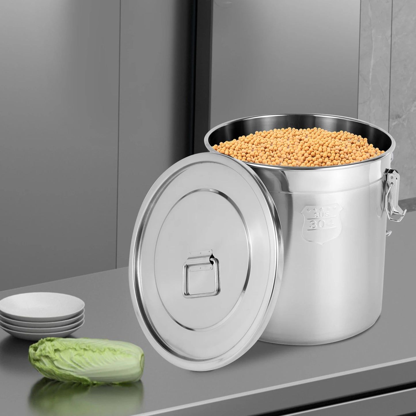 Stainless Steel Airtight Container Food Storage Bucket with Lid