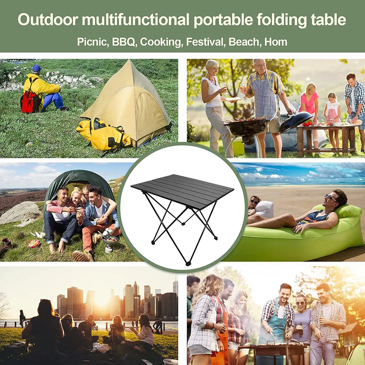 Portable Folding Camping Table Aluminium Alloy Ultralight Computer Bed Table Outdoor Garden Camp Party BBQ Picnic Foldable Table
