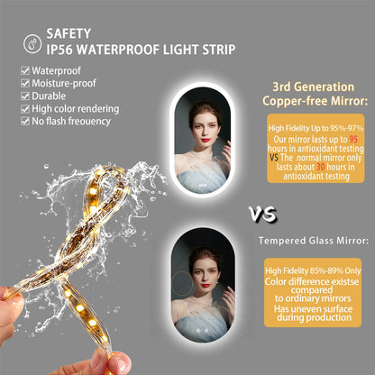 Bathroom Mirror: Oval, Dimmable, Anti-Fog