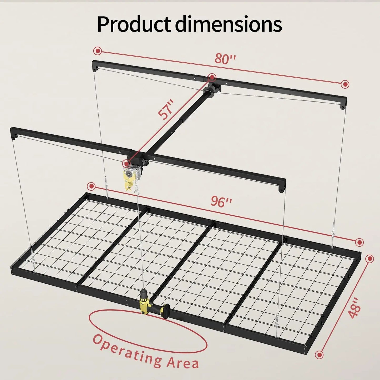 Overhead Garage Storage Rack, Lift System