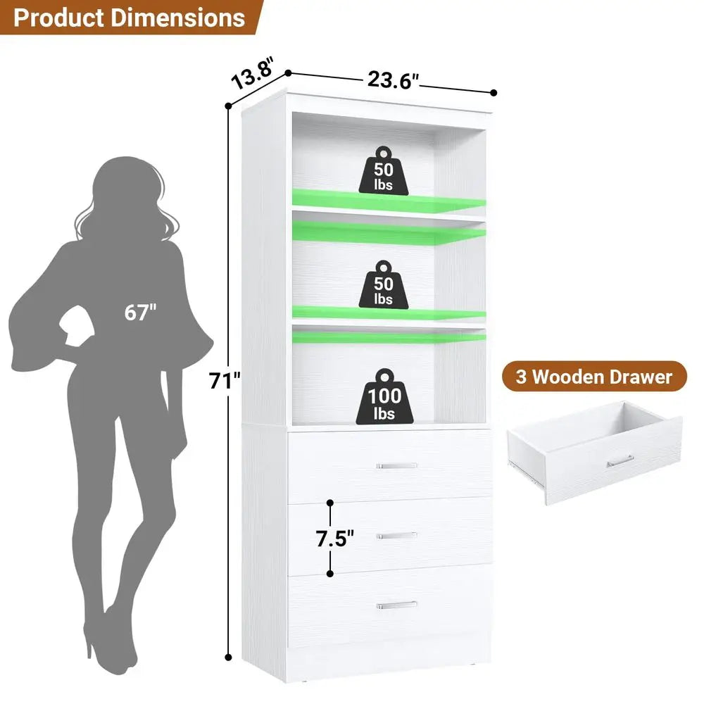 Wood Closet Organizer System with 3 Drawers