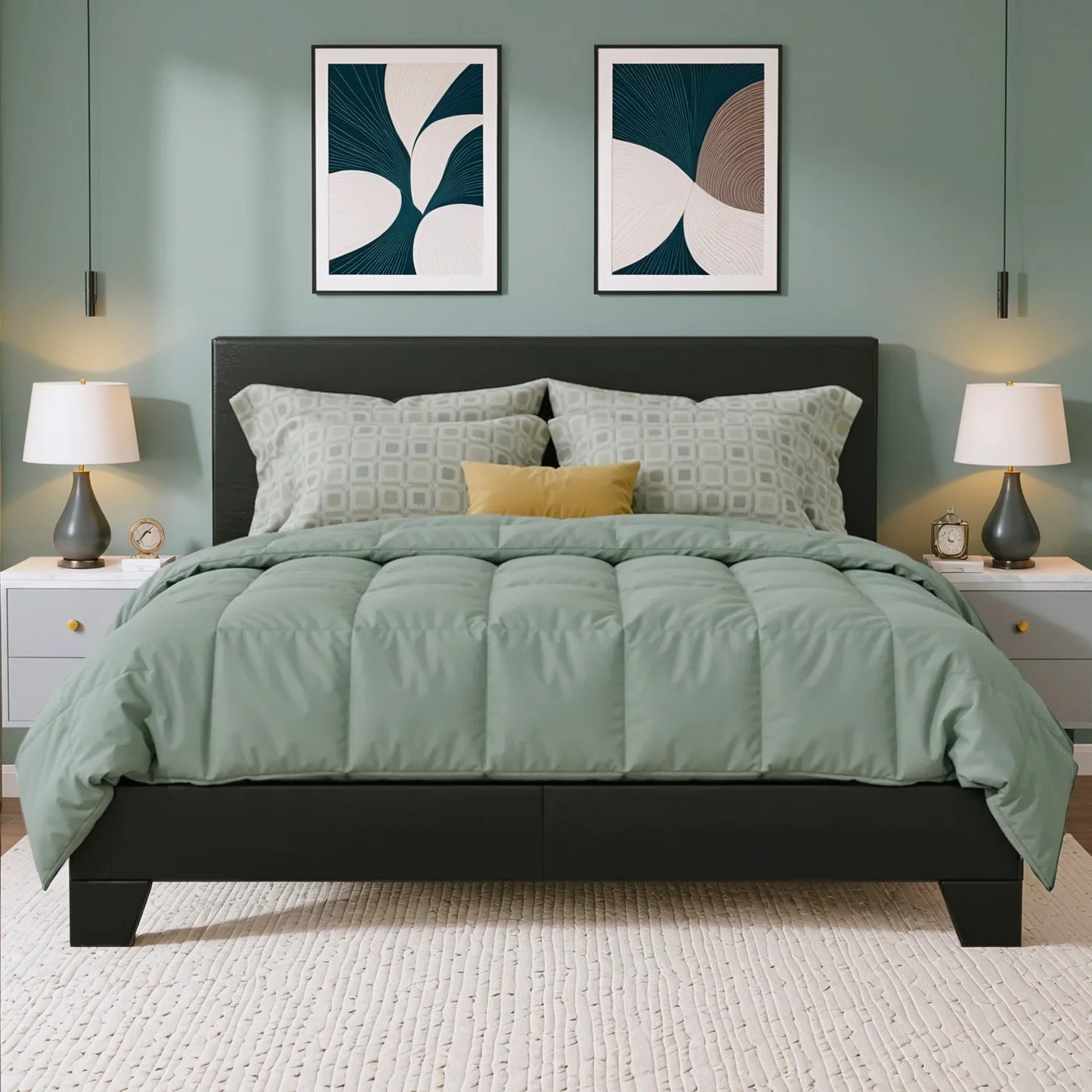 Upholstered Bed Frame with Adjustable Headboard